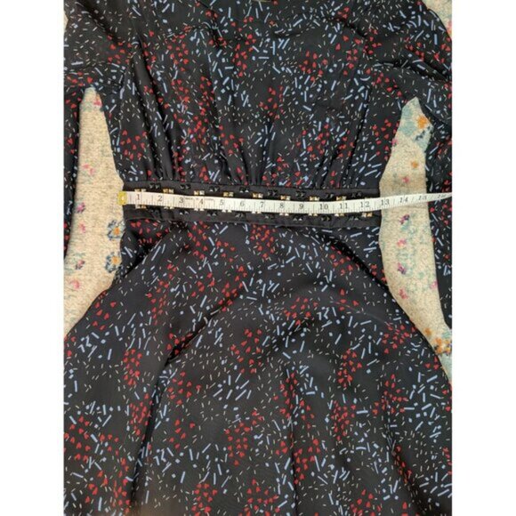 BCBGGeneration Black Printed Long Sleeve Dress w/ Studded Waist & Open Back - 2 - Picture 7 of 11